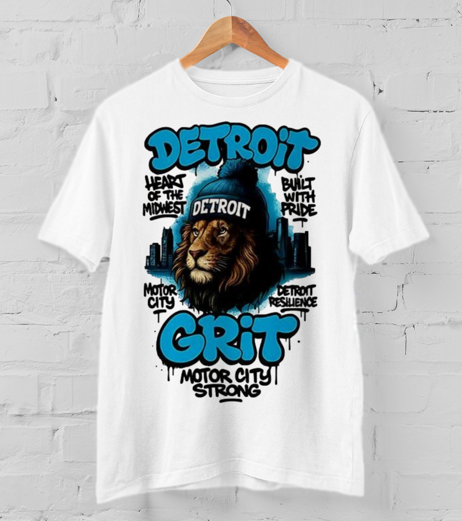 Detroit Grit Motor City Resilience Heart Of The Midwest Bullet With Pride Strong Skyline T-Shirt