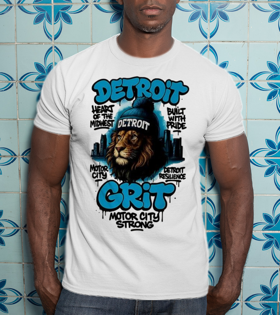 Detroit Grit Motor City Resilience Heart Of The Midwest Bullet With Pride Strong Skyline T-Shirt