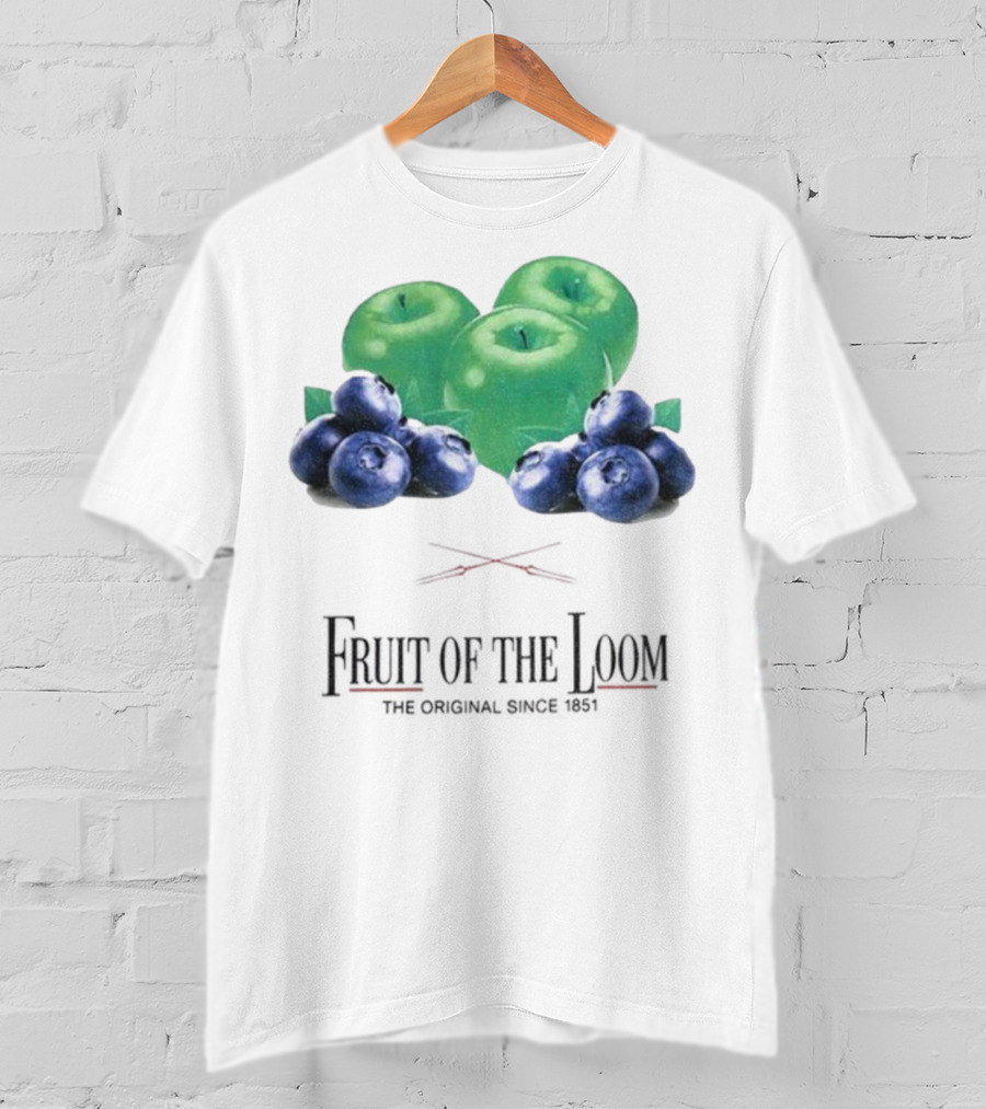Fruit Of The Loom Original Since 1851 Green Apples Blueberries T-Shirt