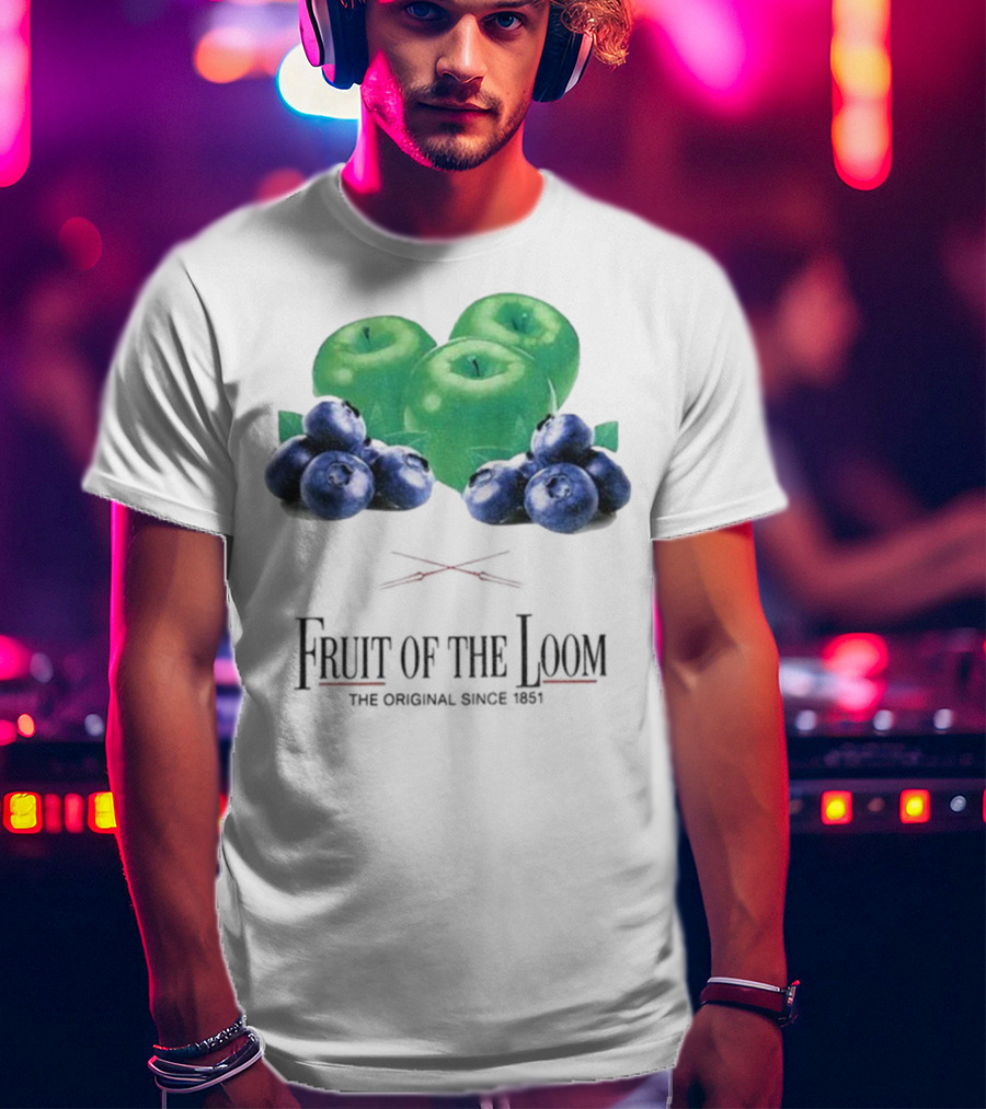 Fruit Of The Loom Original Since 1851 Green Apples Blueberries T-Shirt