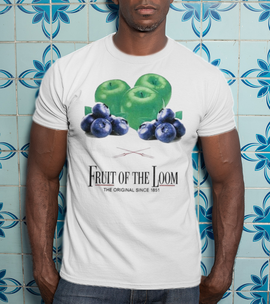 Fruit Of The Loom Original Since 1851 Green Apples Blueberries T-Shirt