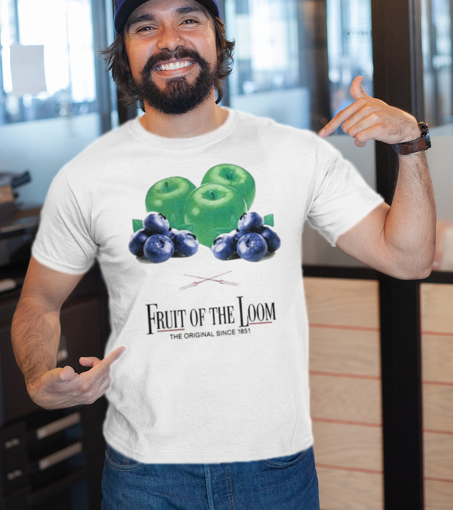 Fruit Of The Loom Original Since 1851 Green Apples Blueberries T-Shirt