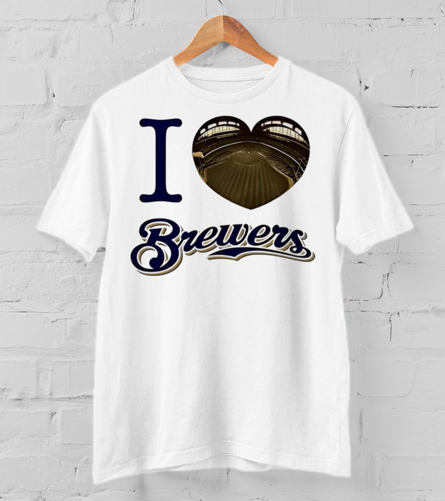 I Love Brewers Heart Stadium Milwaukee MLB T-Shirt