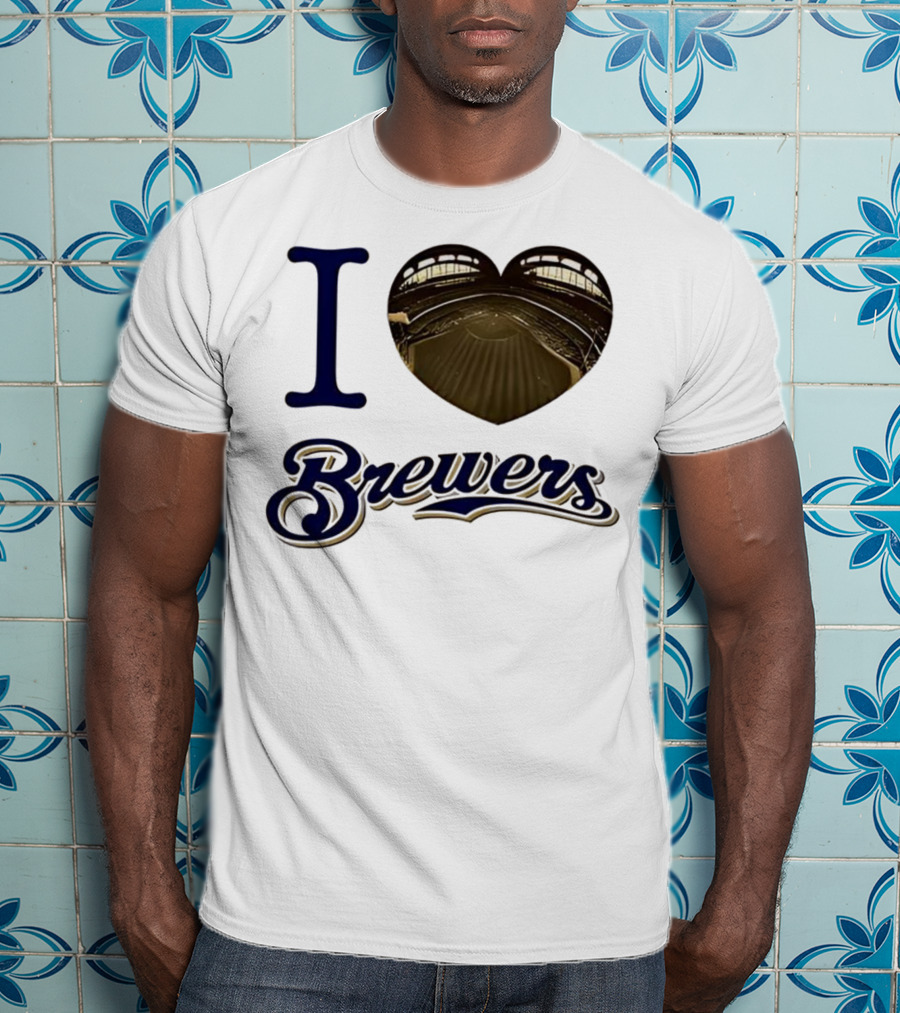 I Love Brewers Heart Stadium Milwaukee MLB T-Shirt