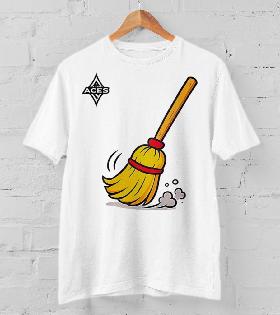 Las Vegas Aces Broom 2025 Championship Victory Sweep T-Shirt