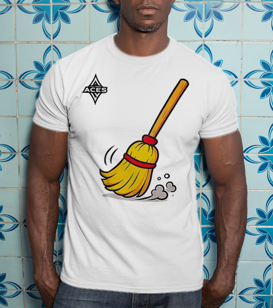 Las Vegas Aces Broom 2025 Championship Victory Sweep T-Shirt