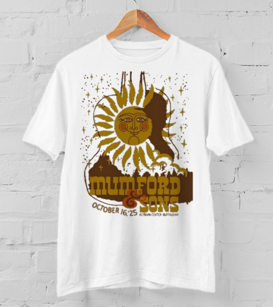 Mumford & Sons 2025 October 16 Pyramid Center Buffalo NY Sun Guitar T-Shirt