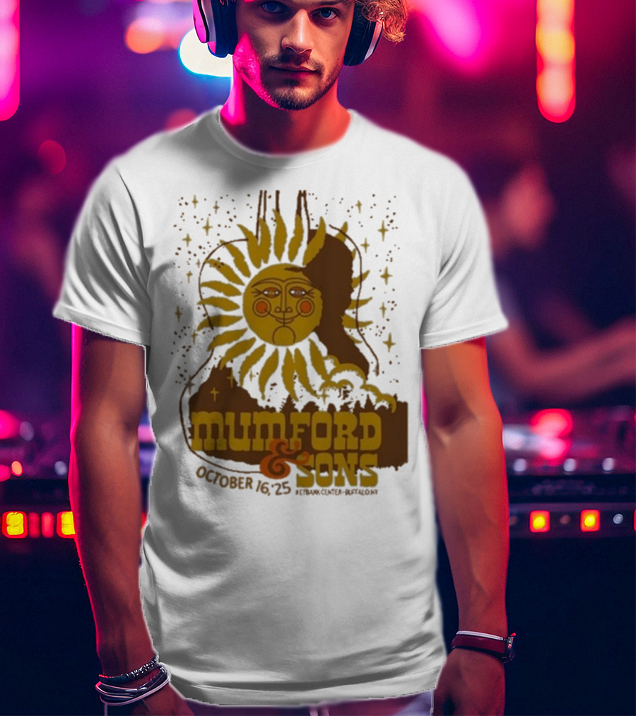 Mumford & Sons 2025 October 16 Pyramid Center Buffalo NY Sun Guitar T-Shirt