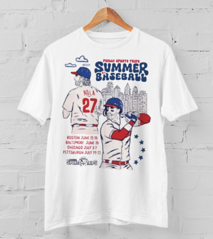 Philadelphia Phillies Aaron Nola Summer Baseball City Skyline T-Shirt
