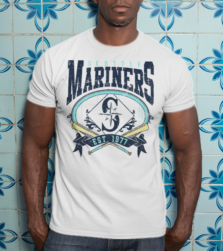 Seattle Mariners MLB Vintage 1977 Baseball Est S Compass Crossbats T-Shirt