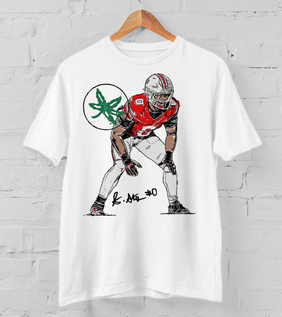 Sonny Styles Ohio State Buckeyes Football Number 0 Player With Signature And Leaf Symbol T-Shirt