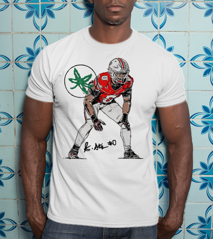 Sonny Styles Ohio State Buckeyes Football Number 0 Player With Signature And Leaf Symbol T-Shirt