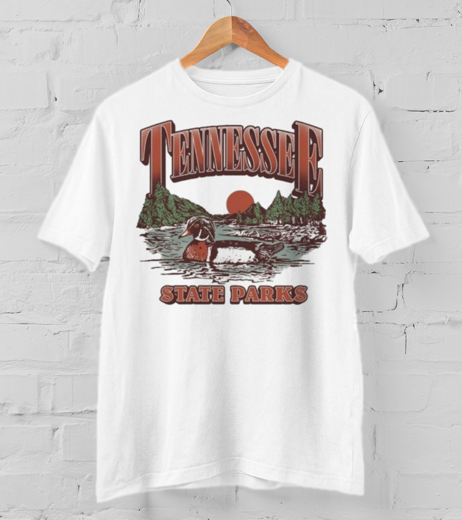 Tennessee State Parks Wood Duck With Scenic Forest And River Scene T-Shirt