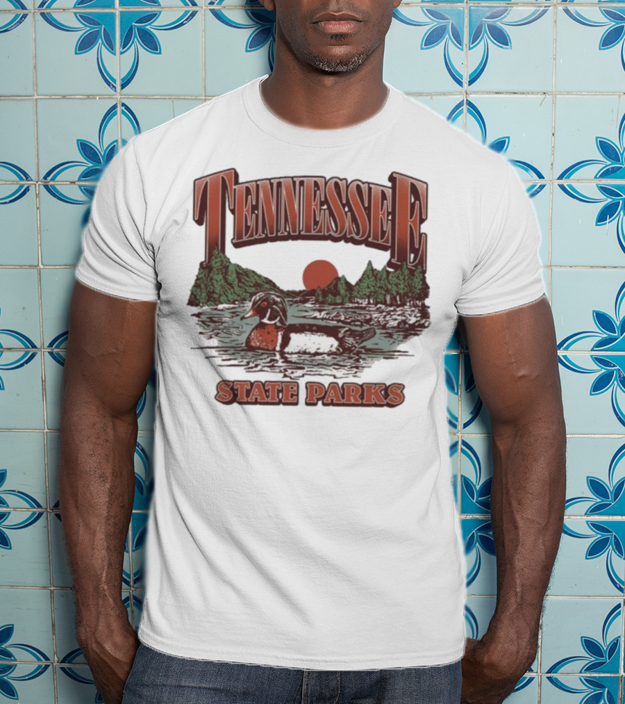 Tennessee State Parks Wood Duck With Scenic Forest And River Scene T-Shirt