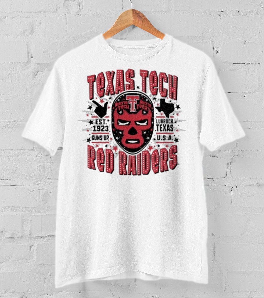 Texas Tech Red Raiders Lubbock Texas USA Luchador Mask Guns Up Est 1923 Iconic Symbol T-Shirt