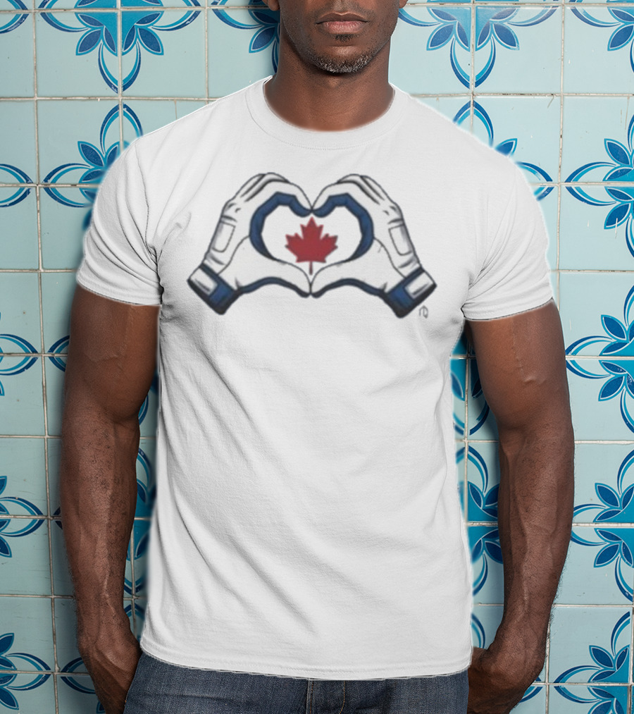 Toronto Blue Jays Canada Heart Symbol With Maple Leaf And Gloves T-Shirt