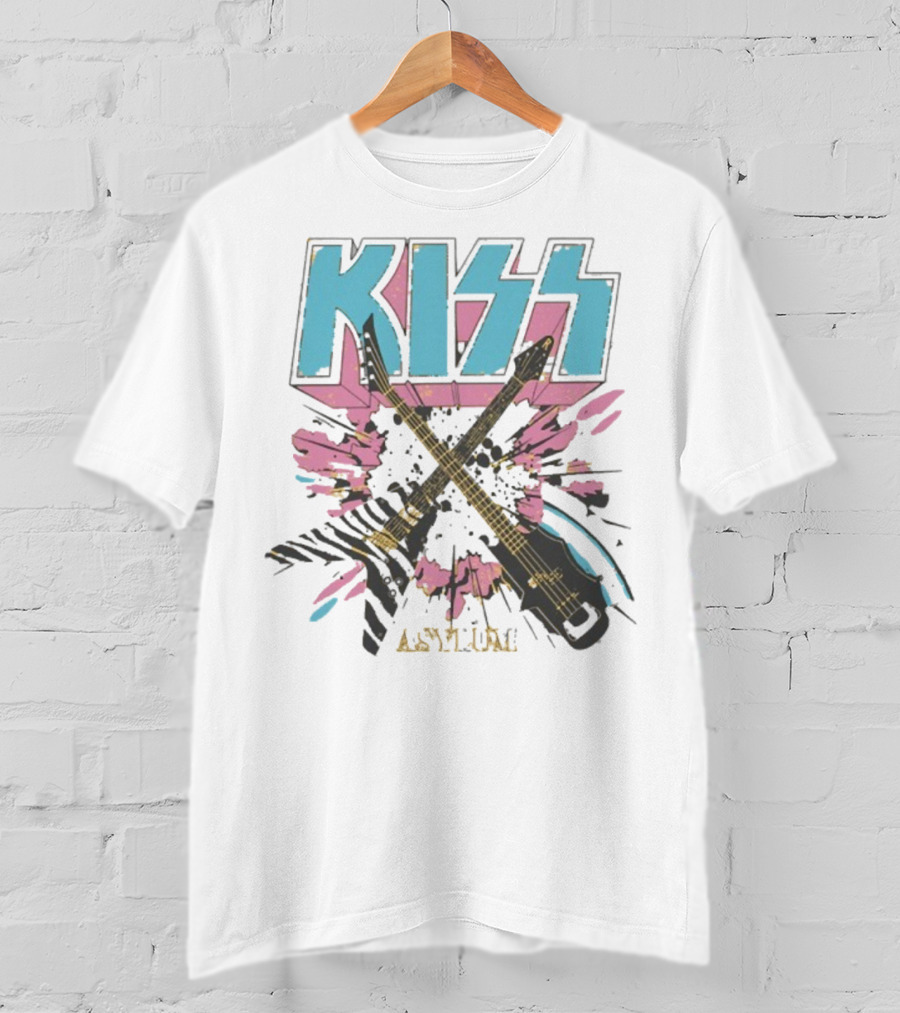 Kiss Asylum Crossed Guitars Burst Design T-Shirt