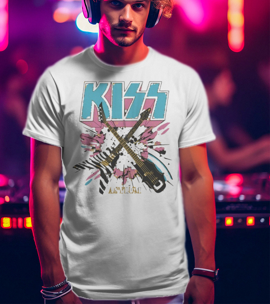 Kiss Asylum Crossed Guitars Burst Design T-Shirt