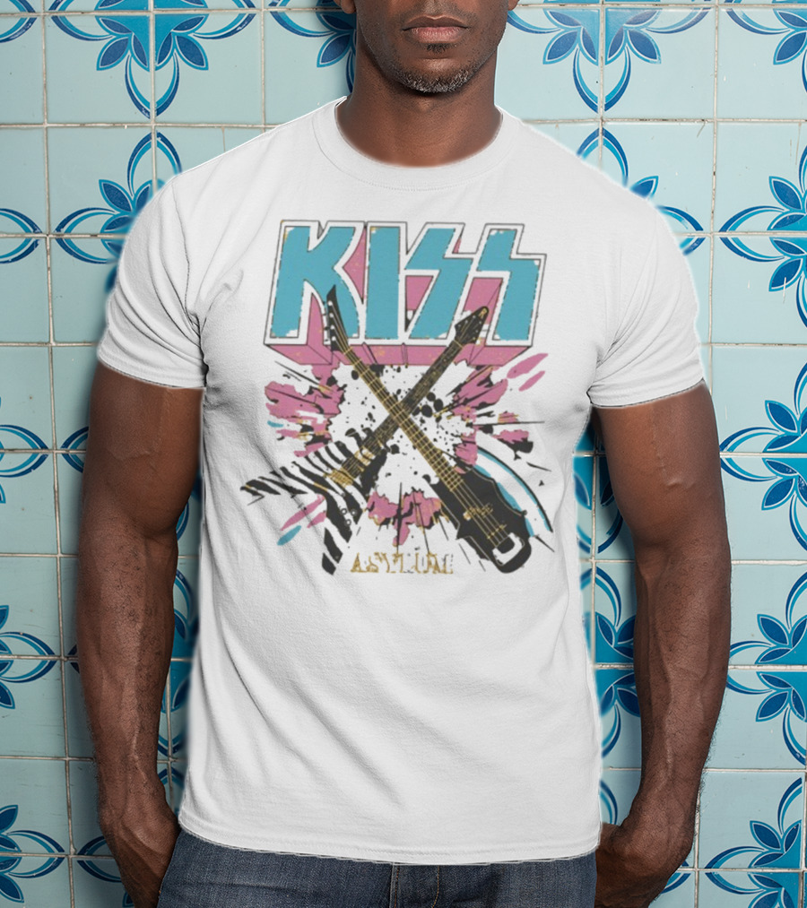 Kiss Asylum Crossed Guitars Burst Design T-Shirt