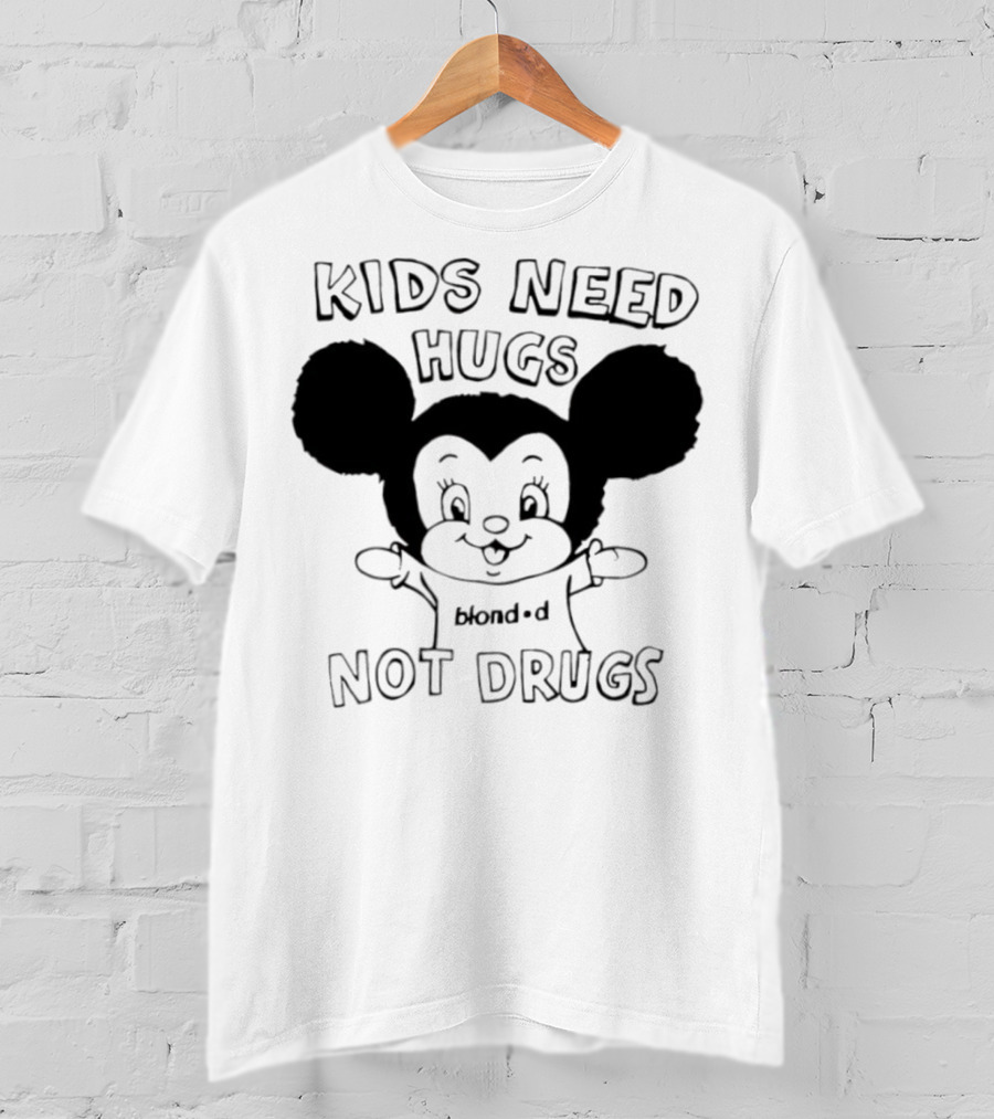 Kids Need Hugs Not Drugs Mouse Ears Cartoon Style T-Shirt