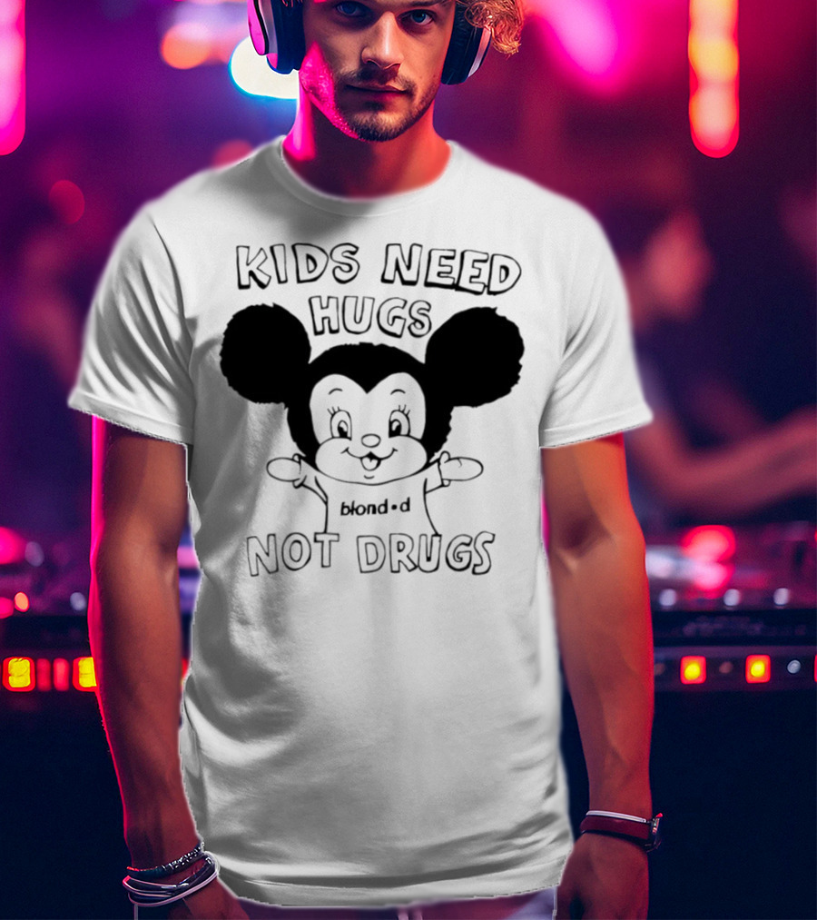 Kids Need Hugs Not Drugs Mouse Ears Cartoon Style T-Shirt