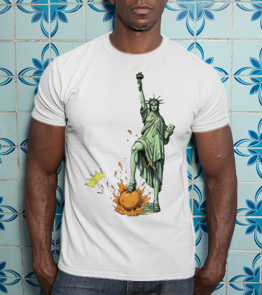 No Kings In America Statue Of Liberty Crown Orange Anti Trump Vintage T-Shirt