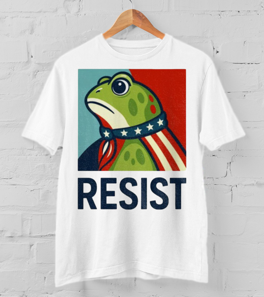 Resist Portland Frog Patriotic Stars And Stripes Retro Art T-Shirt