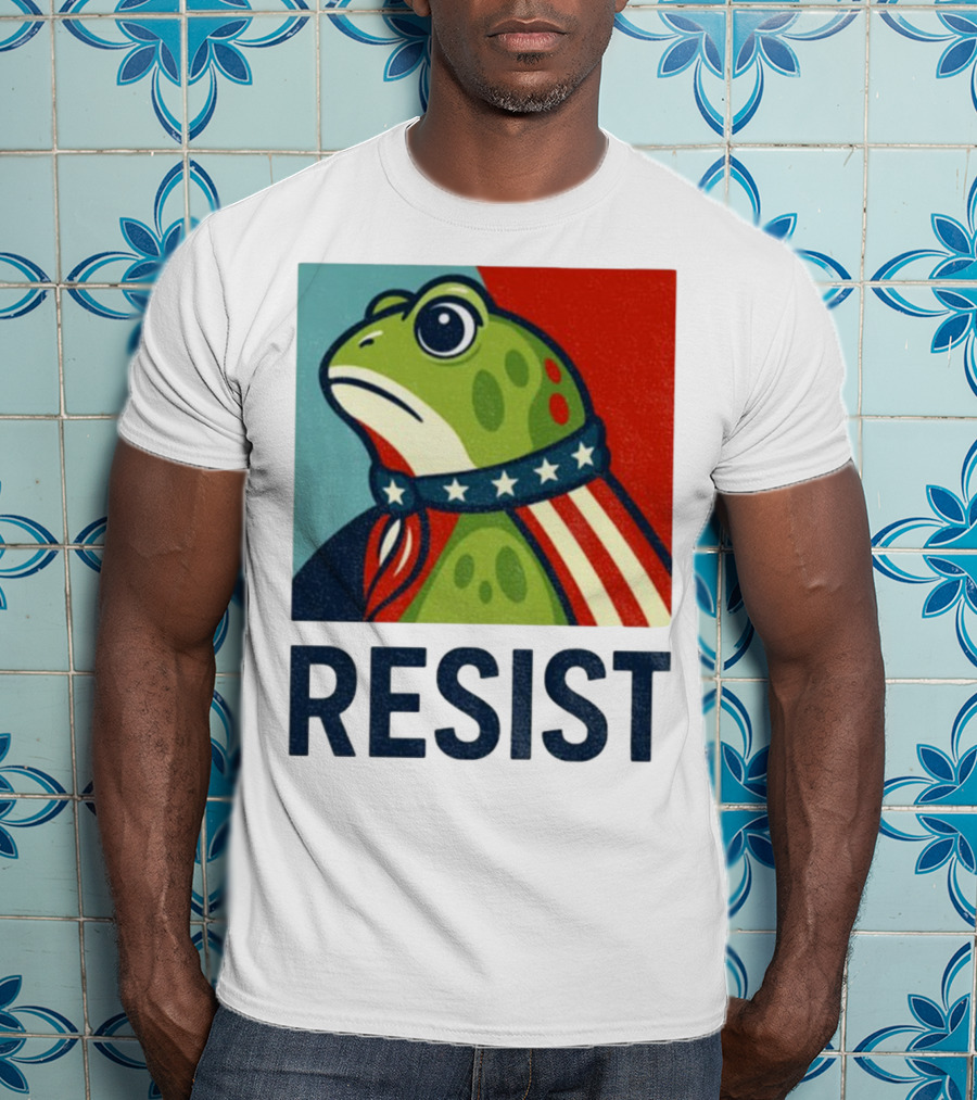 Resist Portland Frog Patriotic Stars And Stripes Retro Art T-Shirt