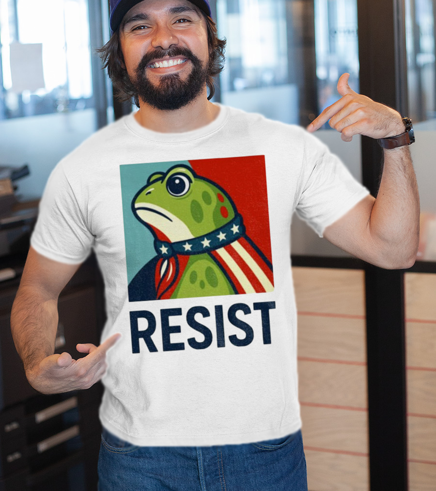 Resist Portland Frog Patriotic Stars And Stripes Retro Art T-Shirt