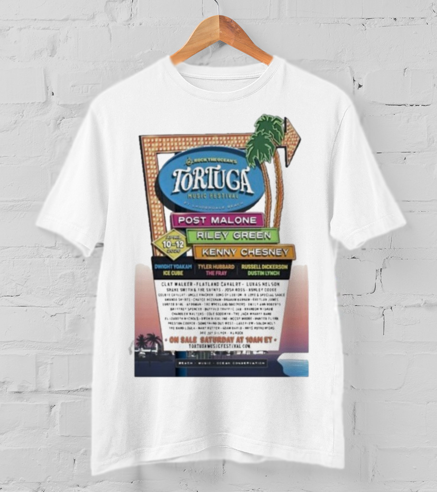 Rock The Ocean’s Tortuga Music Festival April 10 12 2026 Ft Lauderdale Beach Post Malone Riley Green Kenny Chesney T-Shirt