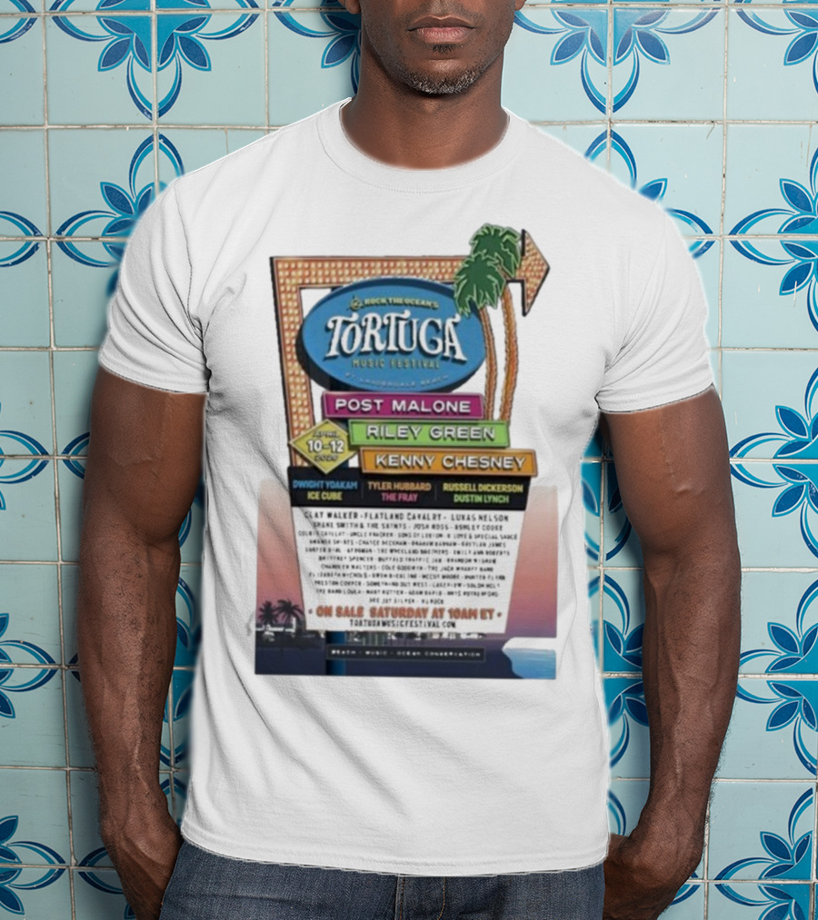 Rock The Ocean’s Tortuga Music Festival April 10 12 2026 Ft Lauderdale Beach Post Malone Riley Green Kenny Chesney T-Shirt