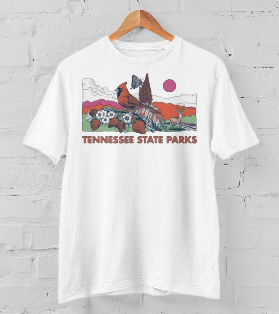 Tennessee State Parks Cardinal Strawberry Sumac Nature Scene T-Shirt