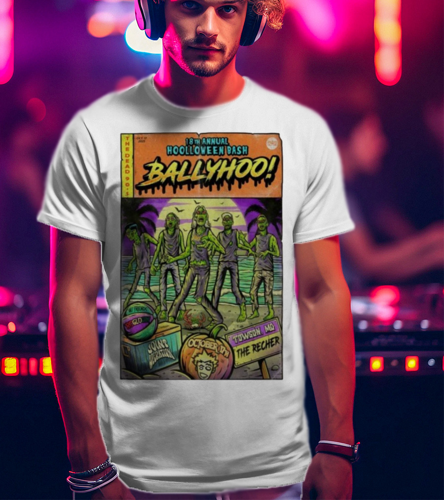 18th Annual Hoolloween Bash Ballyhoo October 17 2025 The Recher Towson MD Palm Trees Zombies T-Shirt
