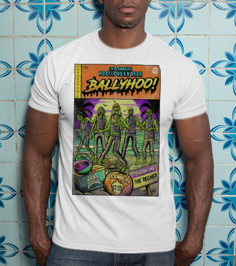 18th Annual Hoolloween Bash Ballyhoo October 17 2025 The Recher Towson MD Palm Trees Zombies T-Shirt