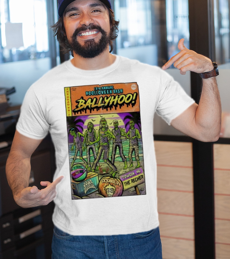 18th Annual Hoolloween Bash Ballyhoo October 17 2025 The Recher Towson MD Palm Trees Zombies T-Shirt
