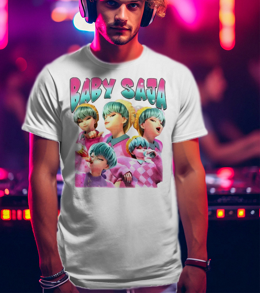 Baby Saja Drinking Soda Cool Anime Character Theme T-Shirt