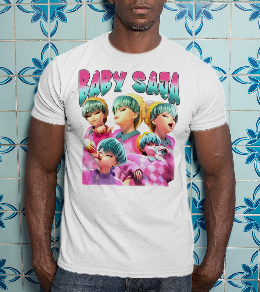 Baby Saja Drinking Soda Cool Anime Character Theme T-Shirt