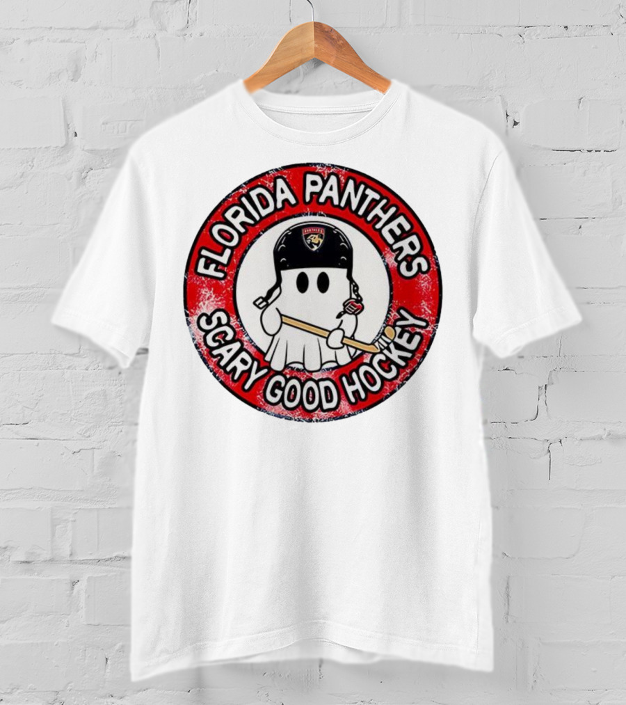 Florida Panthers Scary Good Hockey Ghost With Stick And Helmet T-Shirt