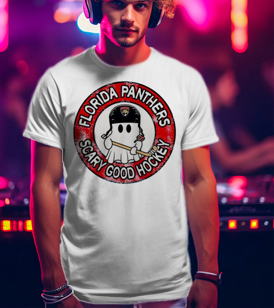 Florida Panthers Scary Good Hockey Ghost With Stick And Helmet T-Shirt