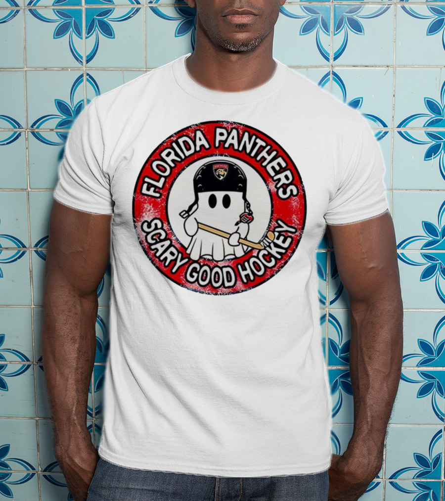 Florida Panthers Scary Good Hockey Ghost With Stick And Helmet T-Shirt