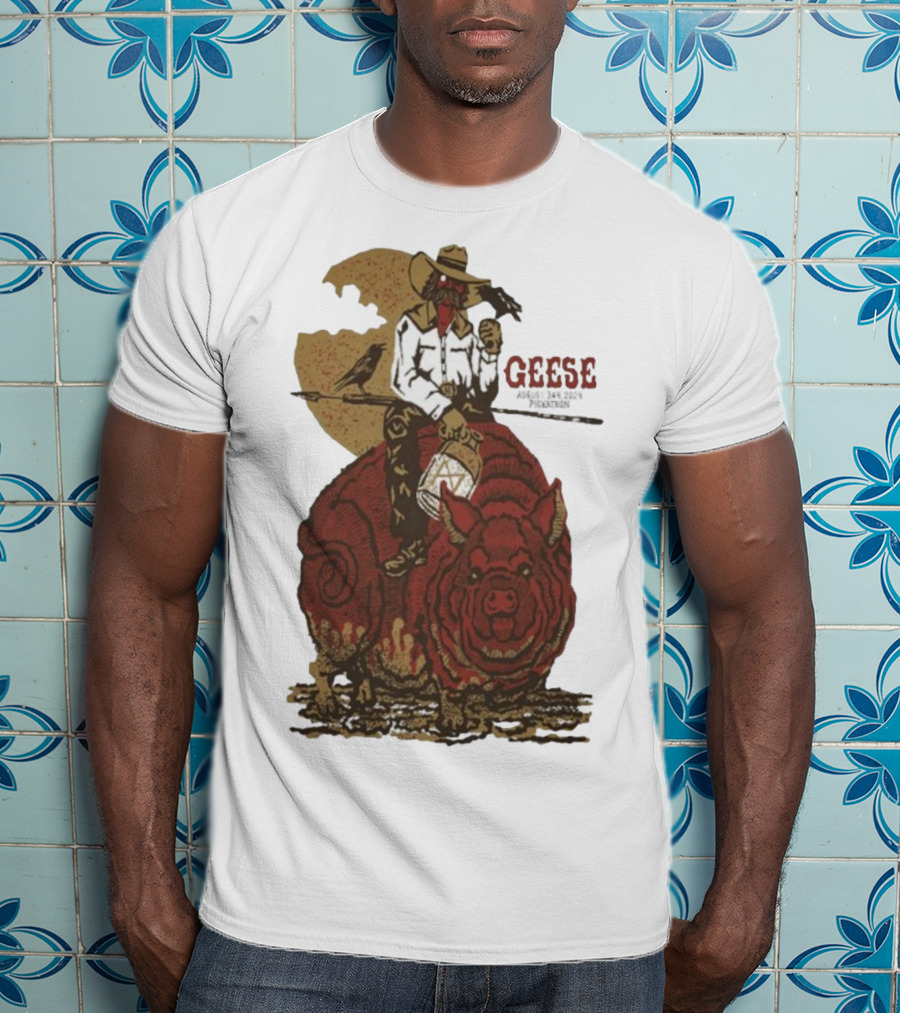Geese World Live Show 2025-2026 Tour Cowboy Western Pig-Rider Vintage Style T-Shirt