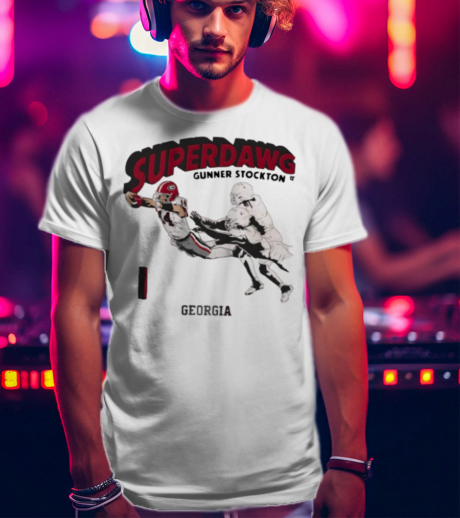SuperDawg Gunner Stockton Georgia Football Player Action T-Shirt
