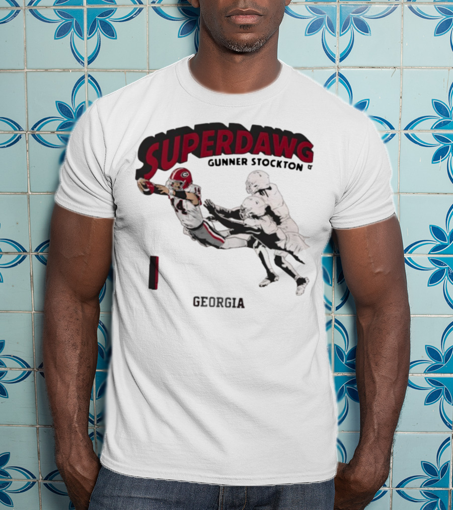 SuperDawg Gunner Stockton Georgia Football Player Action T-Shirt