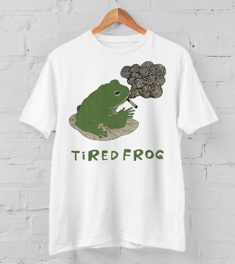 Tired Frog Smoking Meme Japanese Style Smoking Frog T-Shirt