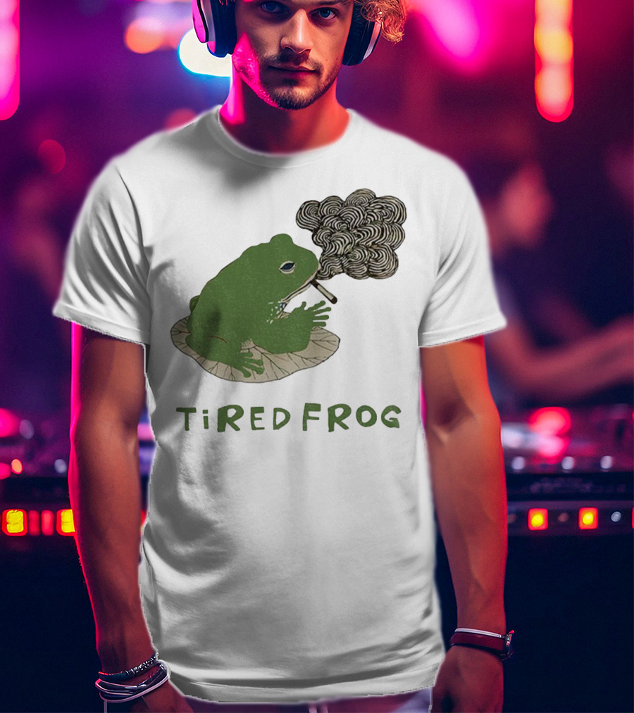 Tired Frog Smoking Meme Japanese Style Smoking Frog T-Shirt