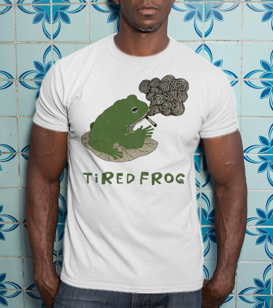 Tired Frog Smoking Meme Japanese Style Smoking Frog T-Shirt