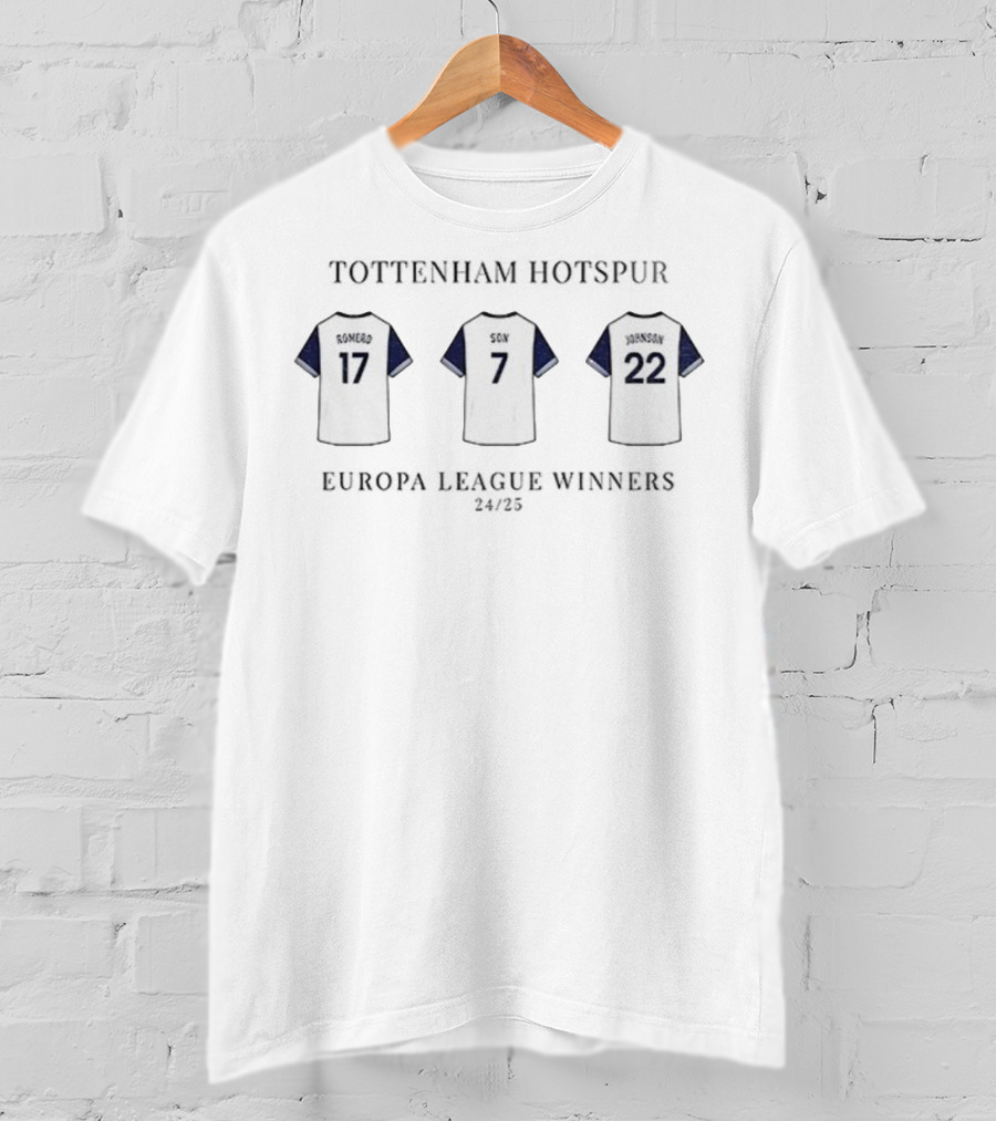 Tottenham Hotspur F.C Europa League Winners 24 25 Romero Son Johnson T-Shirt