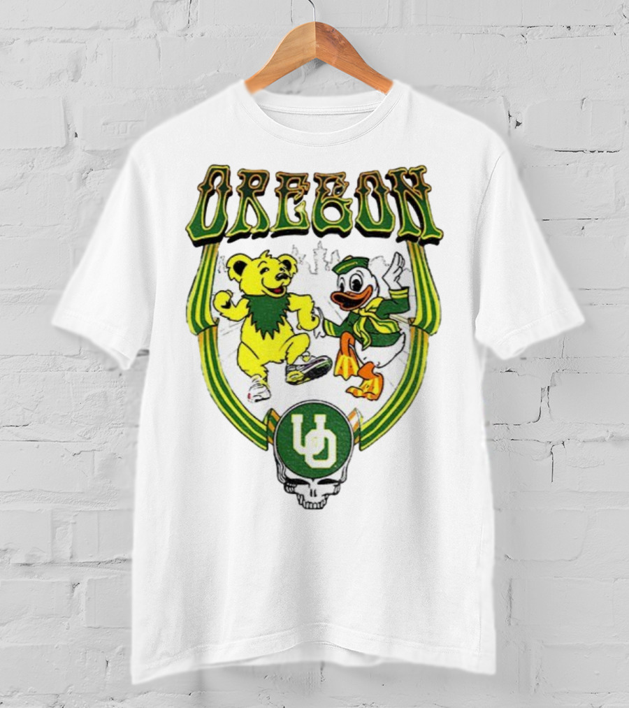 Oregon Ducks Grateful Dead Dancing Bear X Donald Duck Collaboration T-Shirt