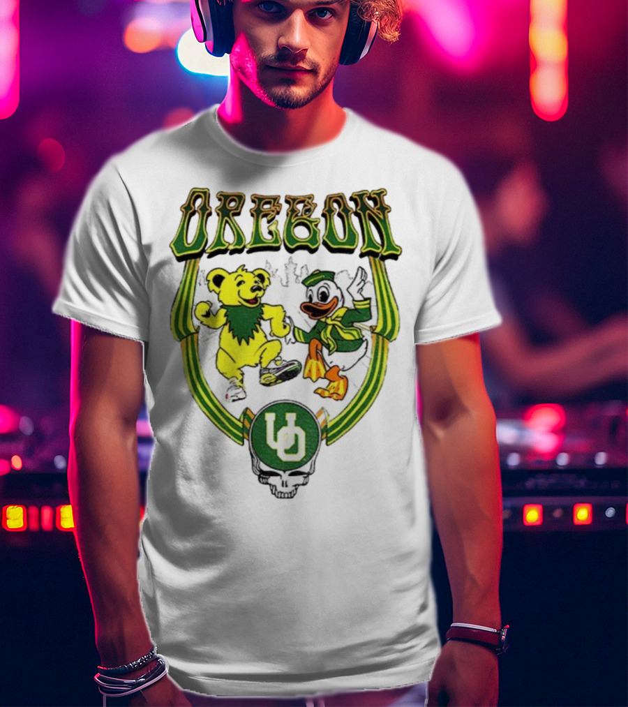 Oregon Ducks Grateful Dead Dancing Bear X Donald Duck Collaboration T-Shirt