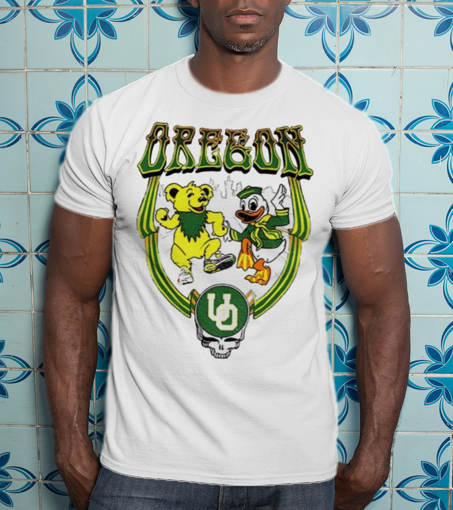 Oregon Ducks Grateful Dead Dancing Bear X Donald Duck Collaboration T-Shirt